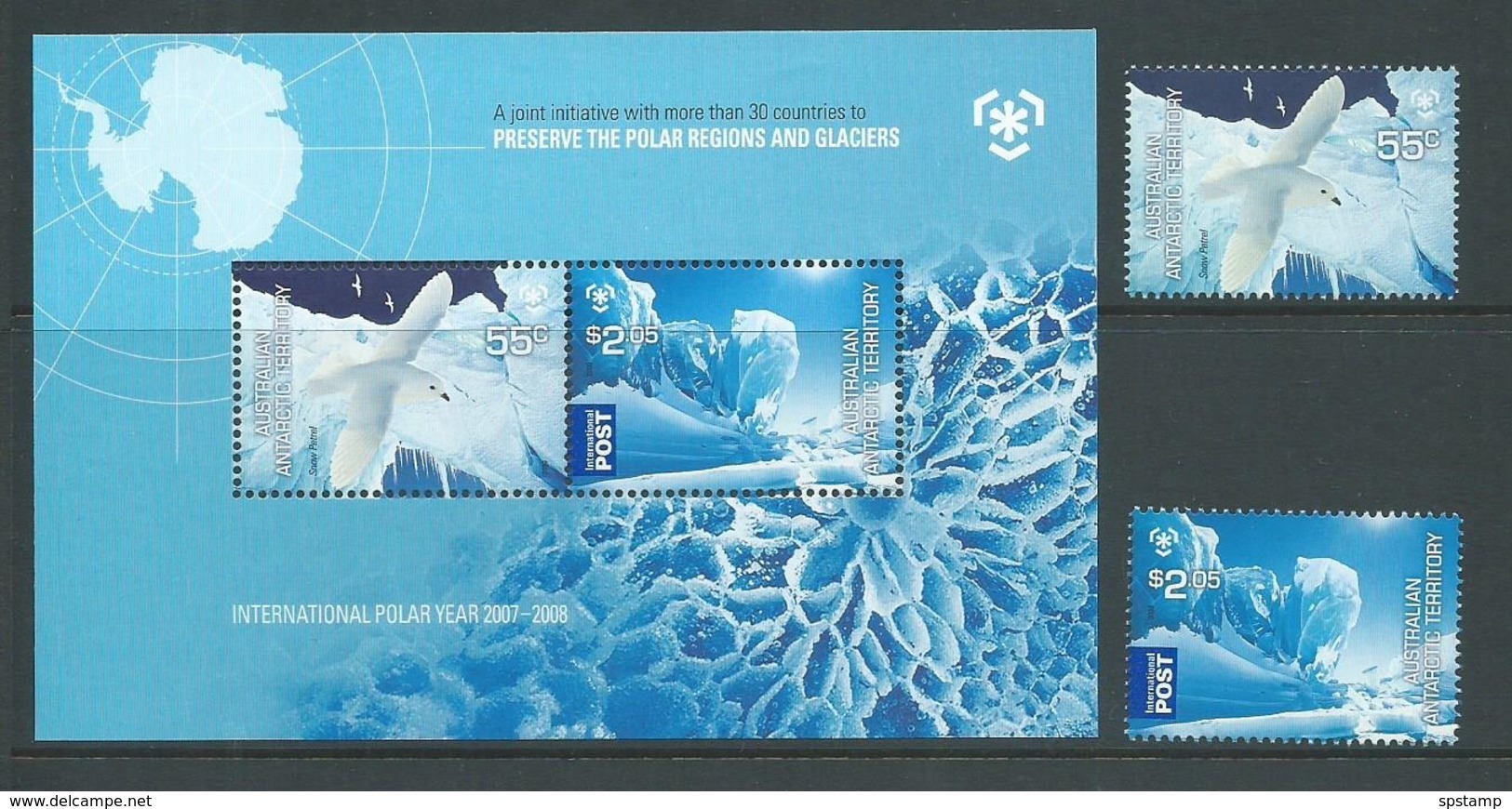 Australian Antarctic Territory 2009 Poles & Glaciers Set Of 2 & Miniature Sheet MNH - Unused Stamps