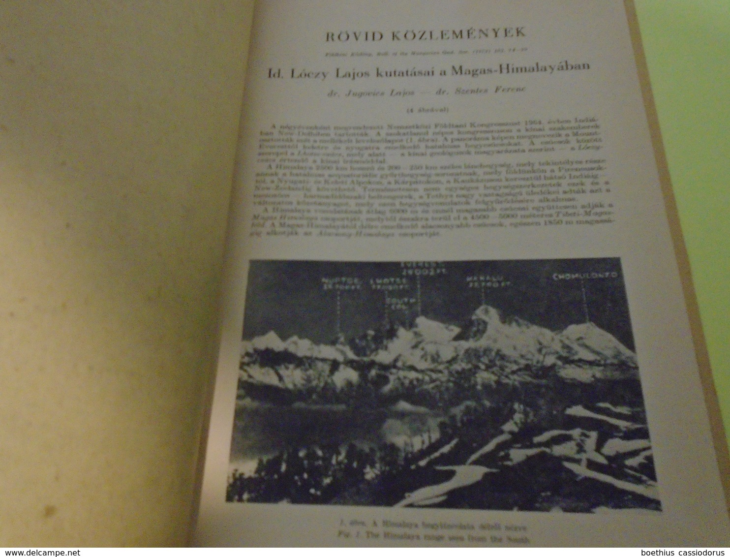 FOLDTANI KOZLONY Különlenyomat 1972  Id. Loczy Lajos Kutatasai A Magas-Himalayaban  Dr Jugovics Lajos Dr Szentes Ferenc - Langues Slaves