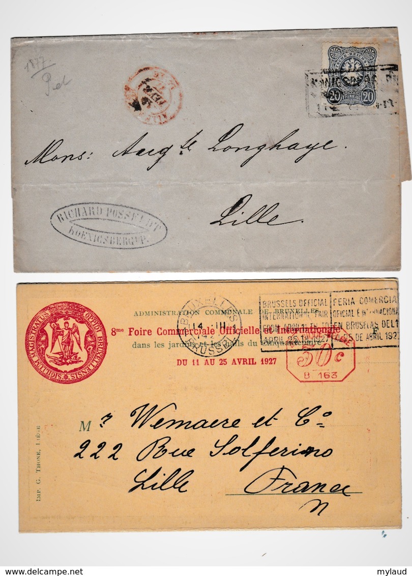 22 documents anciens variés ( cartes, lettres, entiers-postaux...). Hongrie, Russie, Allemagne et autres. V. détails.