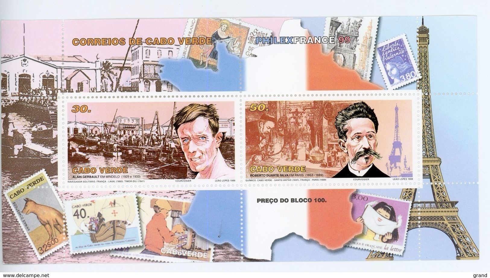 Cap Vert-Cabo Verde-1999-Philexfrance-Gerbault(navigateur)Duarte(chimiste)Tour Eiffel-MI B32***MNH - Cape Verde