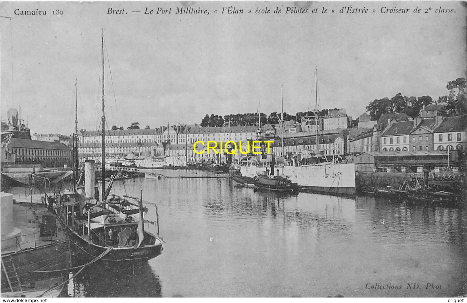 29 Brest, Le Port Militaire, L'Elan école De Pilotes Et Le D'Estrées Croiseur De 2e Classe, Belle Carte Pas Courante - Brest