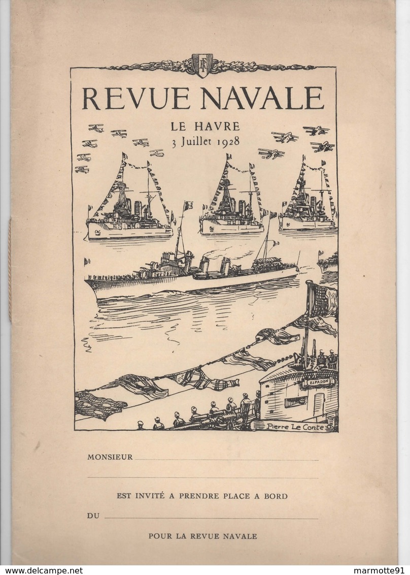 REVUE NAVALE LE HAVRE 1928  PROGRAMME MARINE NATIONALE - Bateaux