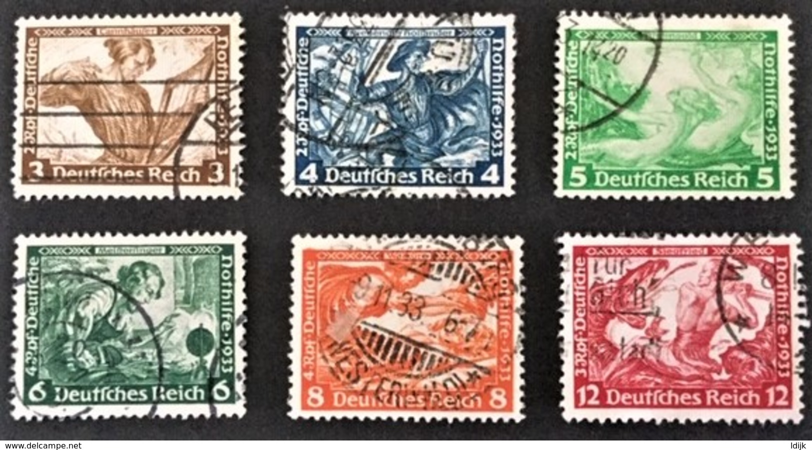 1933 Deutsche Nothilfe - Wagner Mi. 499, 500, 501, 502, 503, 504 - Usati