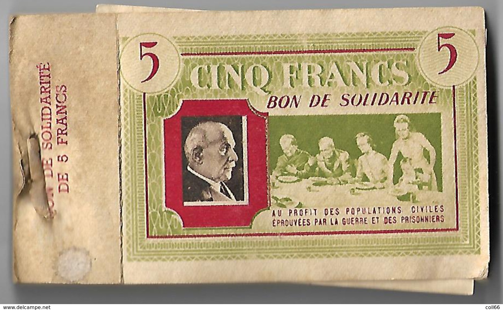 Ww2 Rare Carnet De 85 Bons De Solidarité Et Plus 5 Francs Maréchal Pétain éprouvés De La Guerre & Prisonniers / Revente - 1939-45