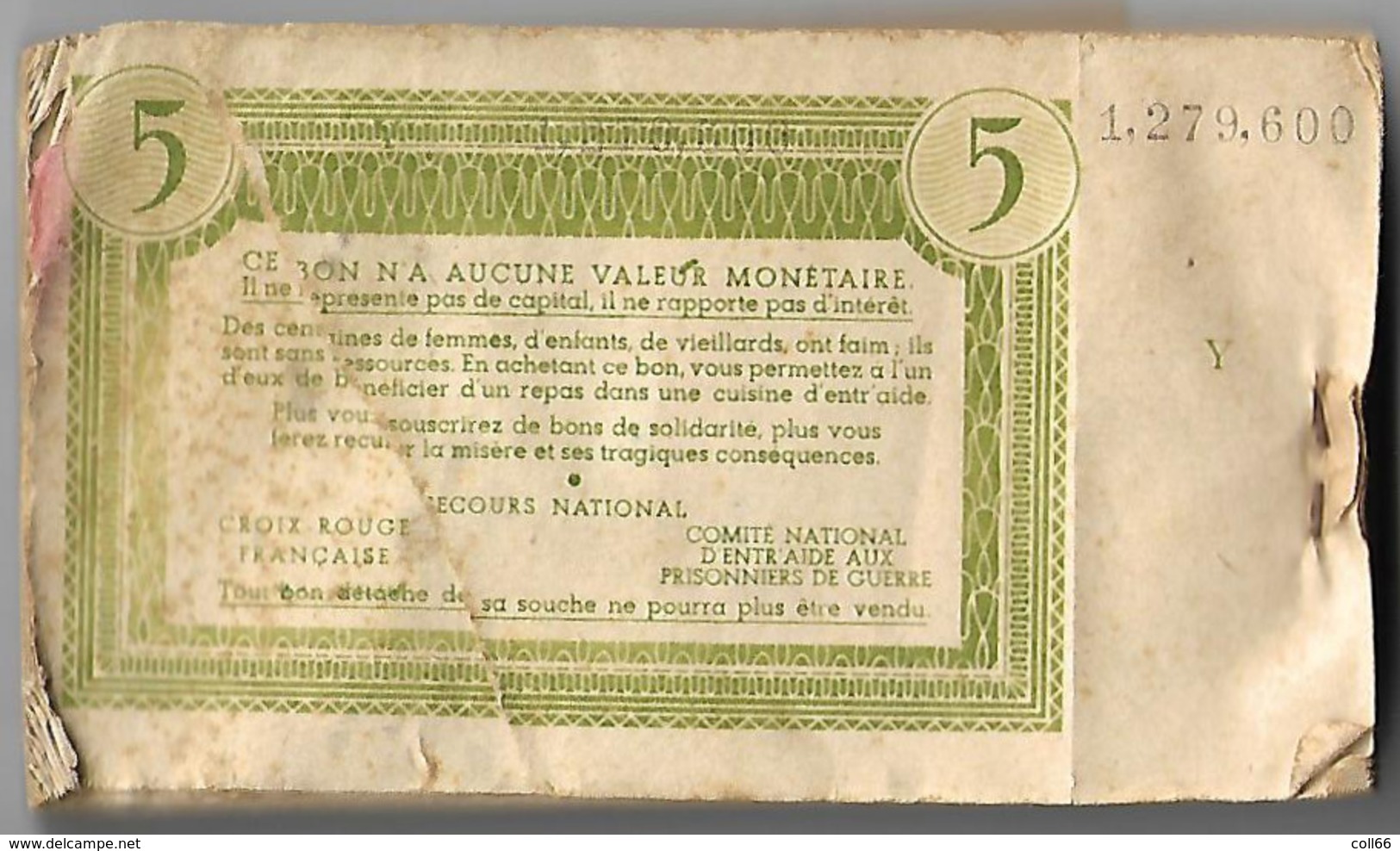 Ww2 Rare Carnet De 85 Bons De Solidarité Et Plus 5 Francs Maréchal Pétain éprouvés De La Guerre & Prisonniers / Revente - 1939-45