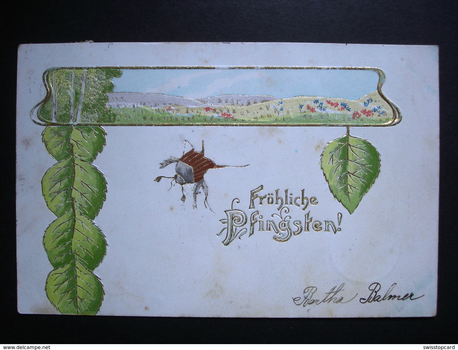 Präge-AK FRÖHLICHE PFINGSTEN Käfer Gel. 1904 V. Mühleberg N. Wohlen - Wohlen Bei Bern