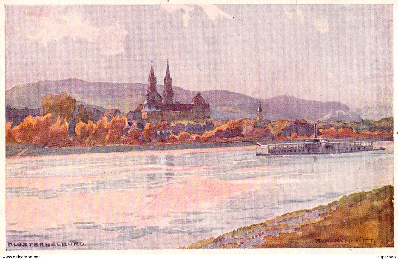 ERSTE K. K. DONAU-DAMPFSCHIFFAHRTS-GESELLSCHAFT / D.D.S.G. - PASSENGER SHIP On DANUBE At KLOSTERNEUBURG ~ 1910 (ae153) - Klosterneuburg