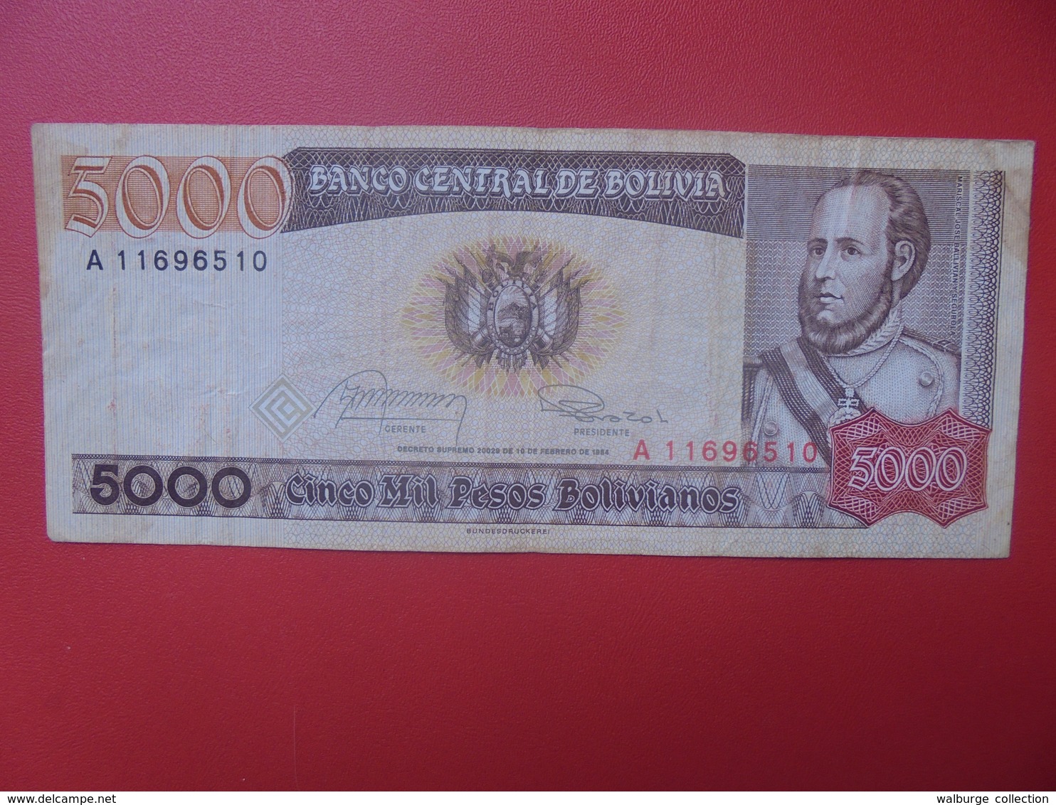 BOLIVIE 5000 PESOS 1984 CIRCULER (B.11) - Bolivie