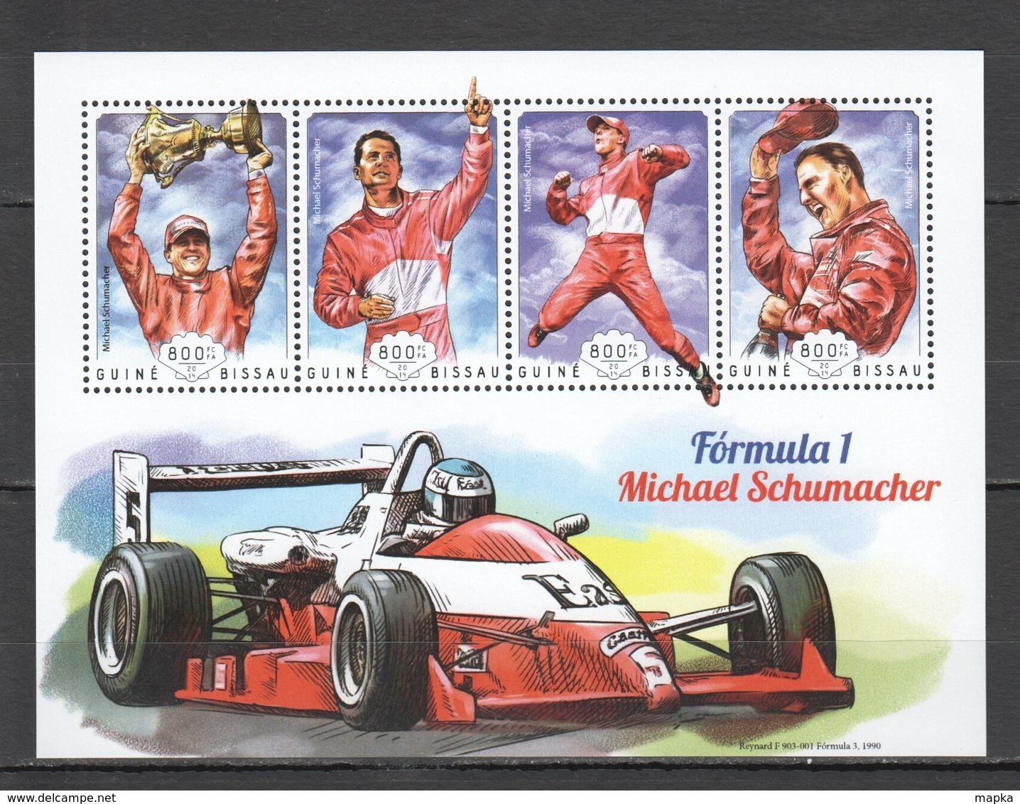 ST1104 2014 GUINE GUINEA-BISSAU TRANSPORT CARS FORMULA 1 F1 MICHAEL SCHUMACHER 1KB MNH - Autos