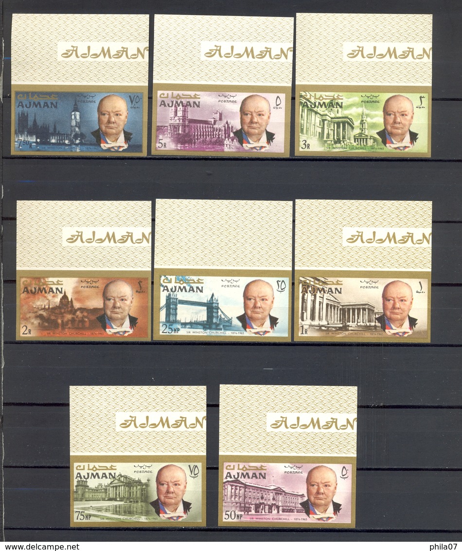 AJMAN - Winston Churchill 1966, Imperforate Series With Margin, MNH. - Sir Winston Churchill