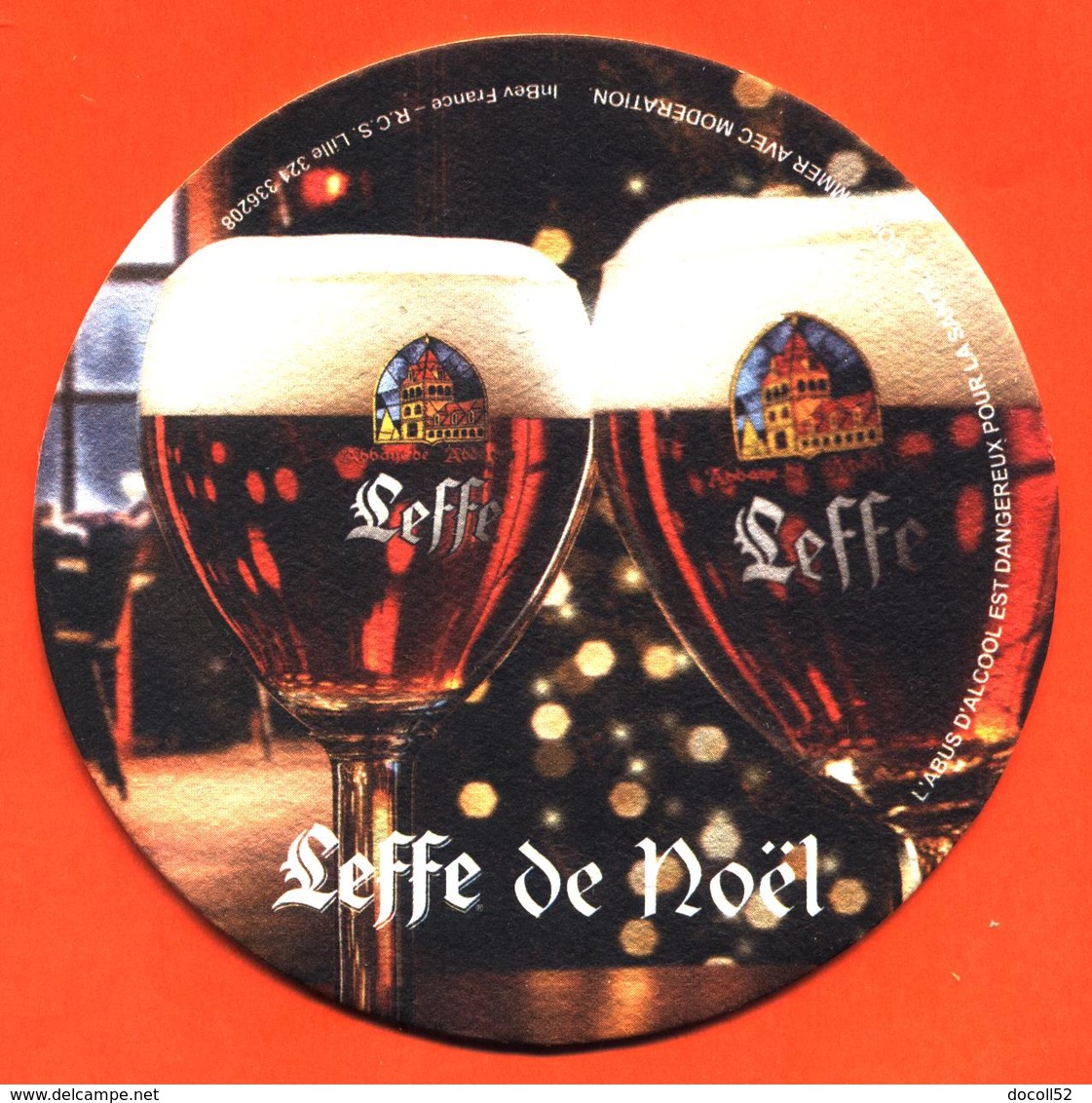 Sous Bock Ancien Coaster Bière D'abbaye Leffe De Noel Brasserie En Belgique - Dos Abonnement Leffervescence - Bierdeckel