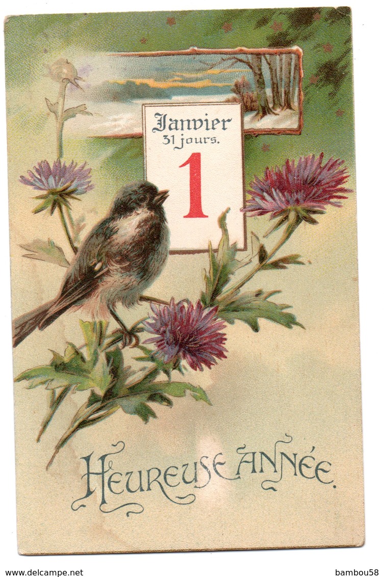 1er JANVIER * NOUVEL AN * OISEAU *MOINEAUX * HEUREUSE ANNEE * PAYSAGE - New Year