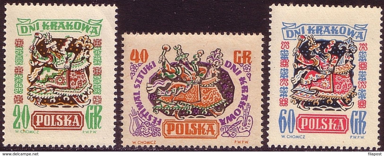 1955, Poland, Mi 917 - 919, Days Of Krakow. Lajkonk - Folklore. MNH** - Ongebruikt