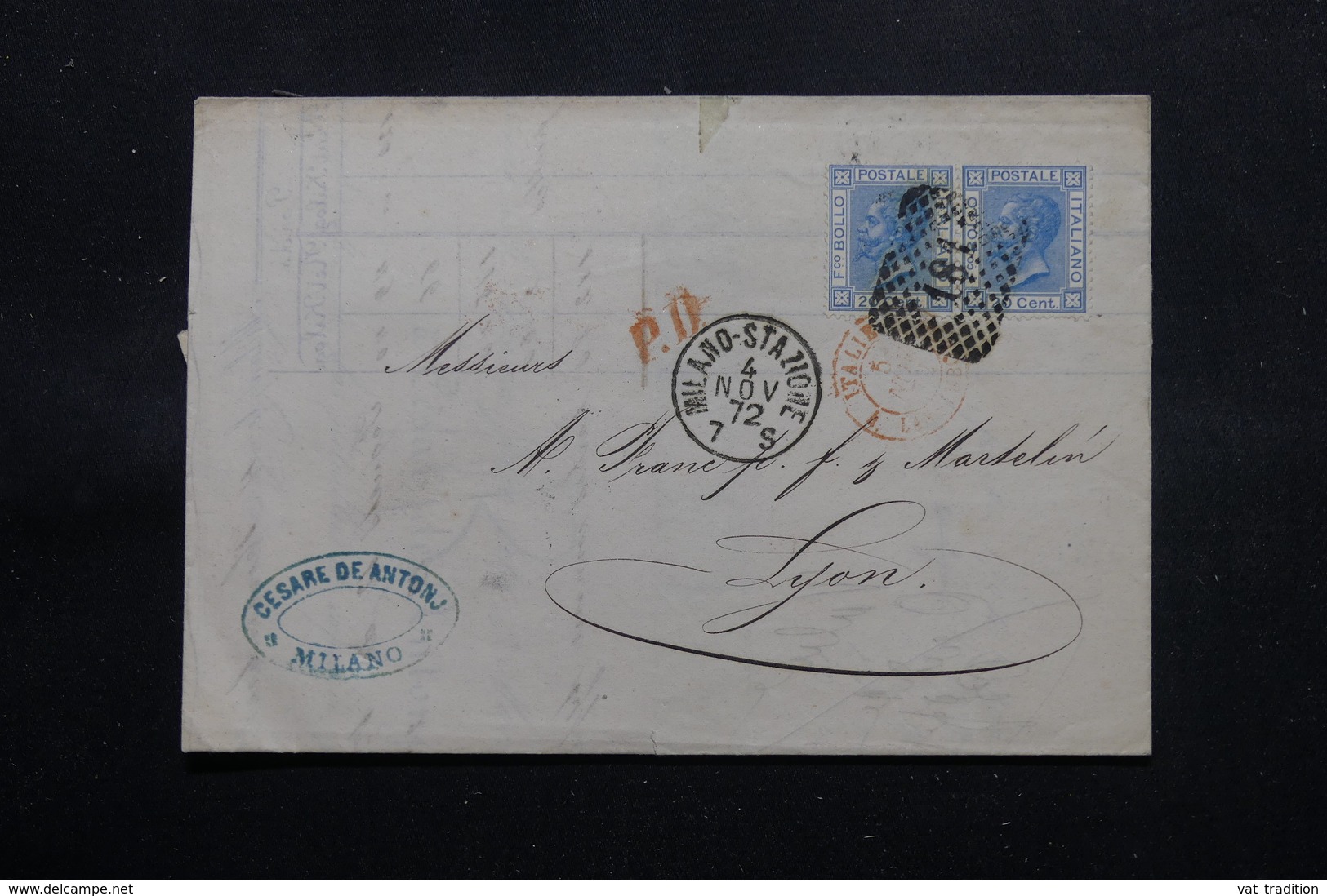 ITALIE - Lettre De Milano Pour La France En 1872, Affranchissement Plaisant En Paire - L 54631 - Marcophilie