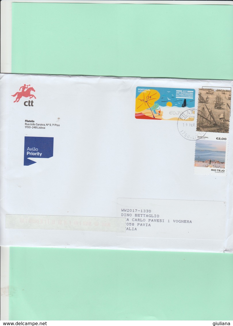 Portogallo 2020- Busta X L'Italia Affrancata Con 2 Stamps - Cartas & Documentos
