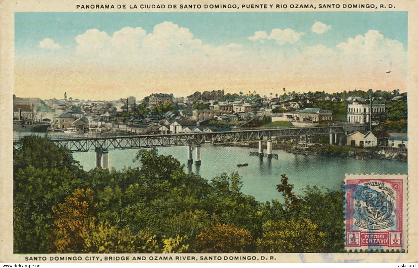 Ciudad Santo Domingo Puente Y Rio Ozama  Stamped Not Postally Used - Dominicaine (République)