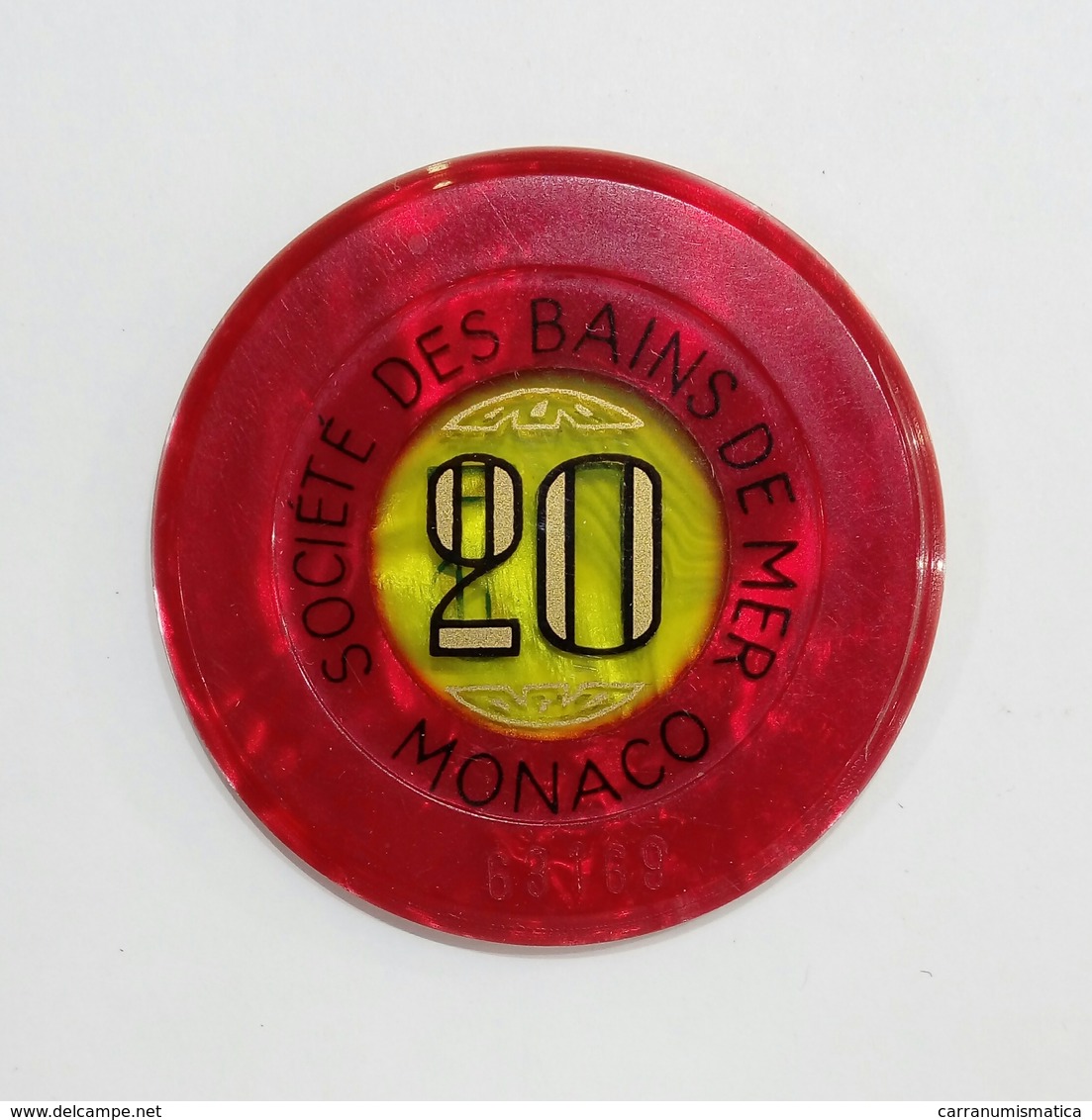 MONACO - SOC.té Des BAINS De MER - CHIP / FICHE / TOKEN Da 20 - Casino