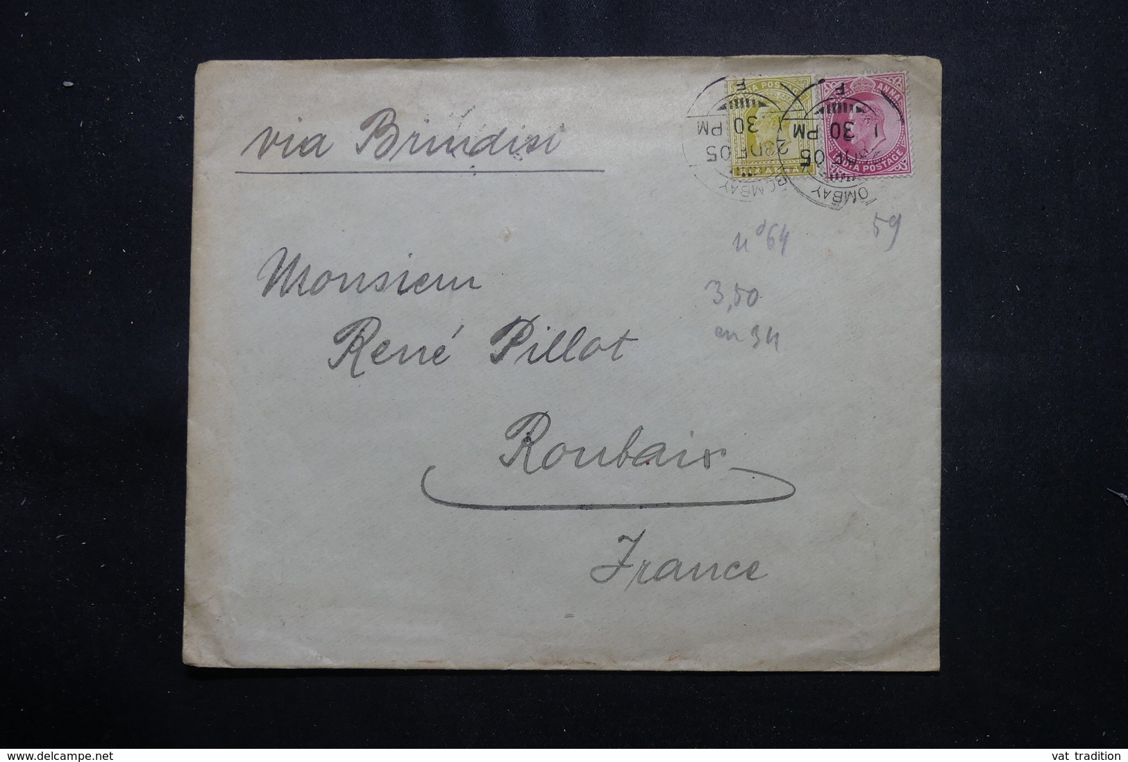 INDE - Enveloppe Commerciale De Bombay Pour La France En 1905, Affranchissement Plaisant - L 54646 - 1902-11 King Edward VII