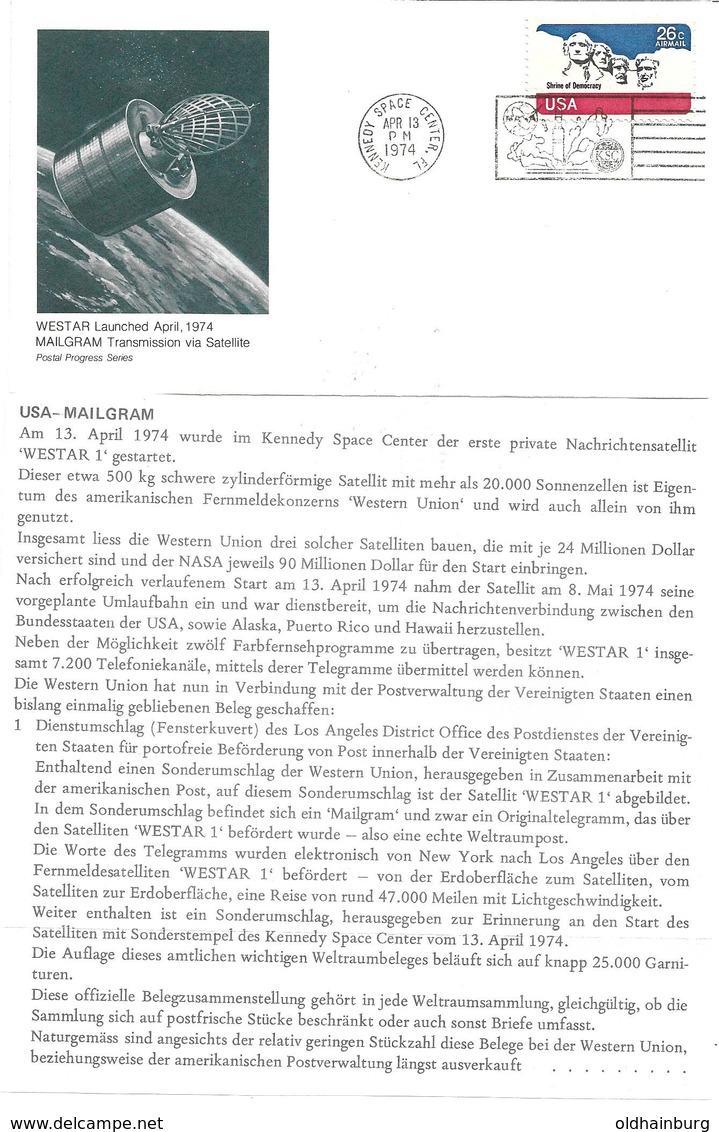 6002e: USA- Mailgramm, 3 Scans, Raumfahrt- & Wetraummotiv - United States