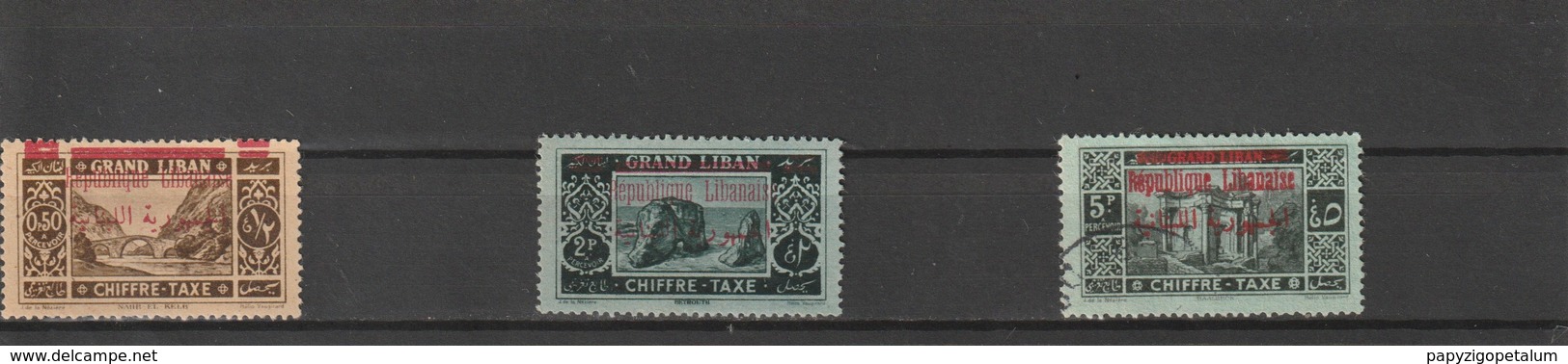 REPUBLIQUE LIBANAISE Chiffres Taxes De 1925 Surcharge En Carmin  N° 26*  à  28* - Portomarken