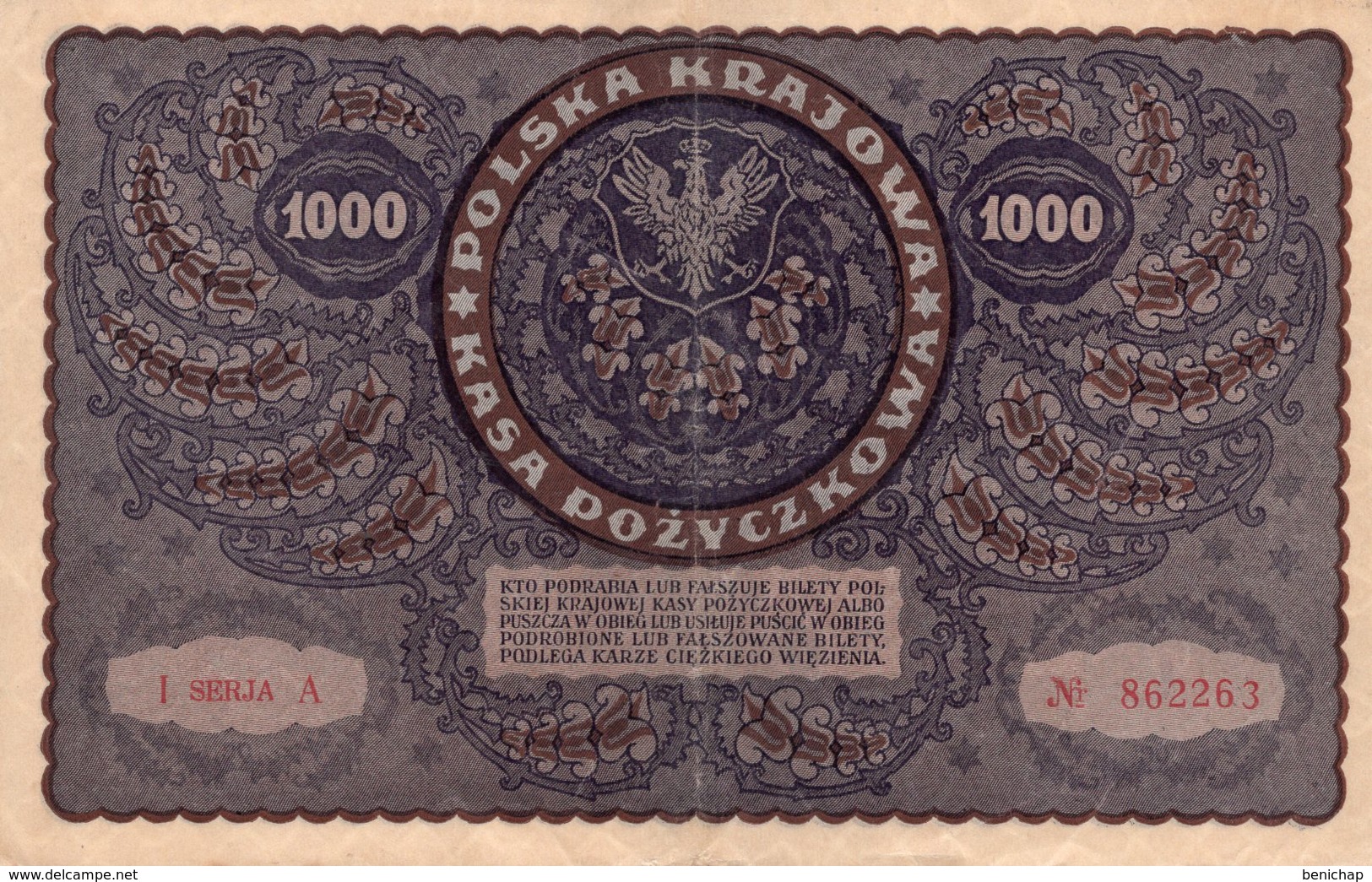 (R105) POLAND - POLSKA KRAJOWA - 1.000 MAREK - I SERJA A - Nr. 862263 - Poland