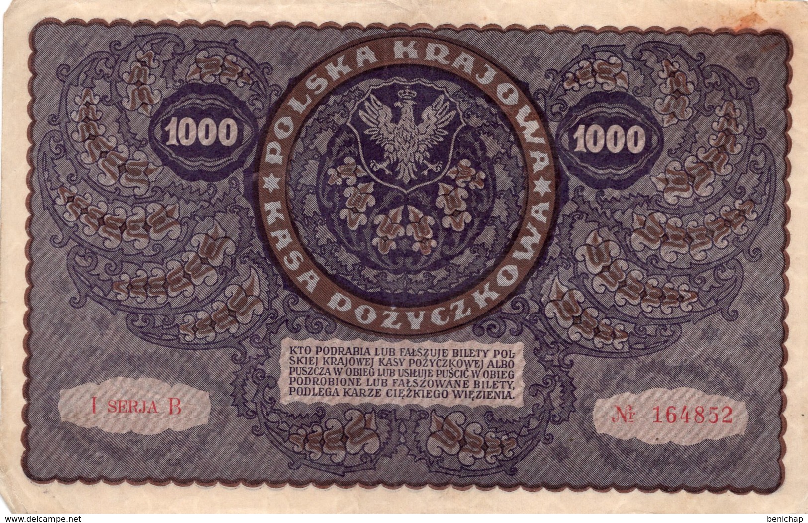 (R106) POLAND - POLSKA KRAJOWA - 1.000 MAREK - I SERJA B - Nr. 164852 - Poland