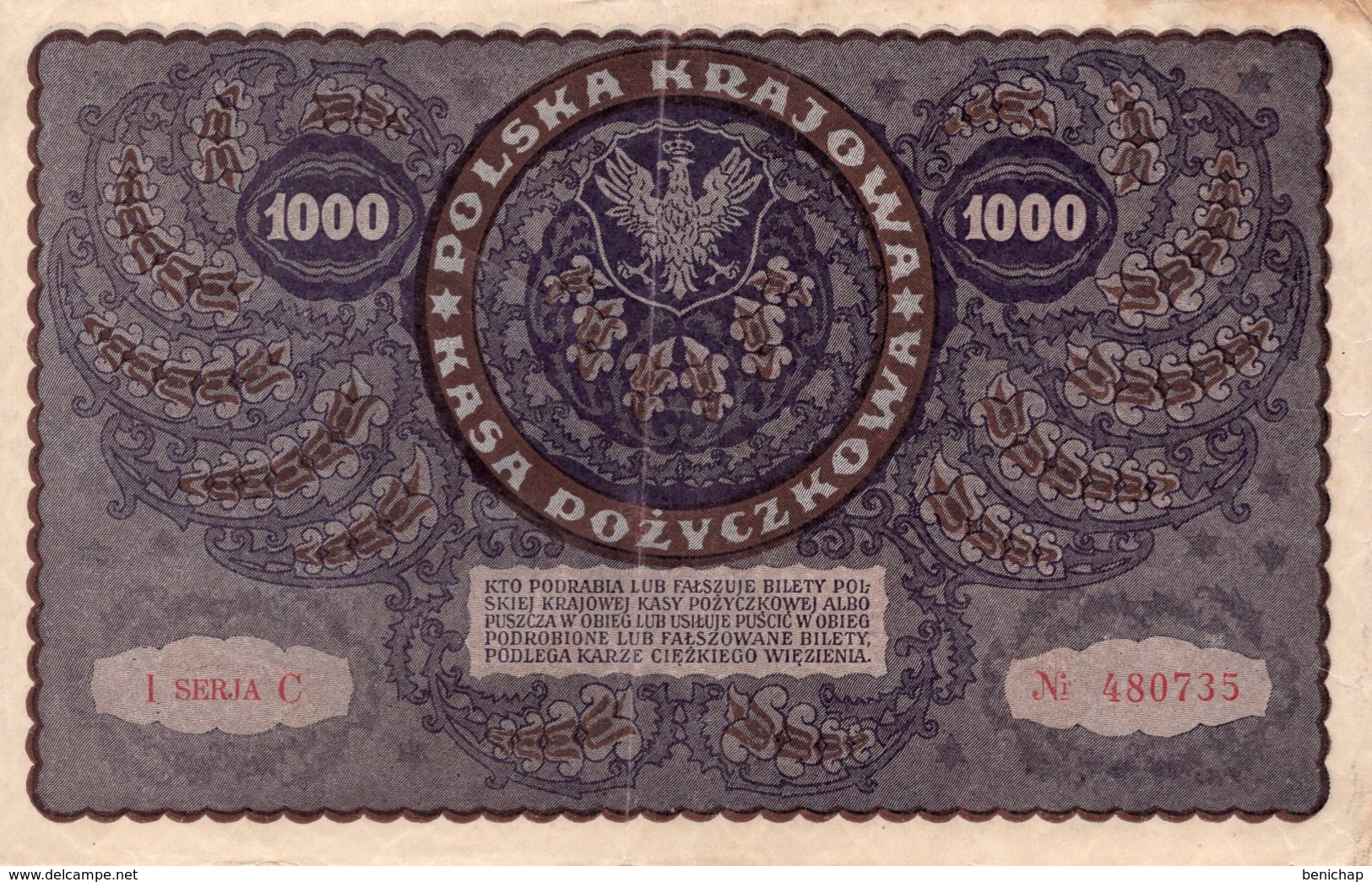 (R106) POLAND - POLSKA KRAJOWA - 1.000 MAREK - I SERJA C - Nr. 480735. - Polonia