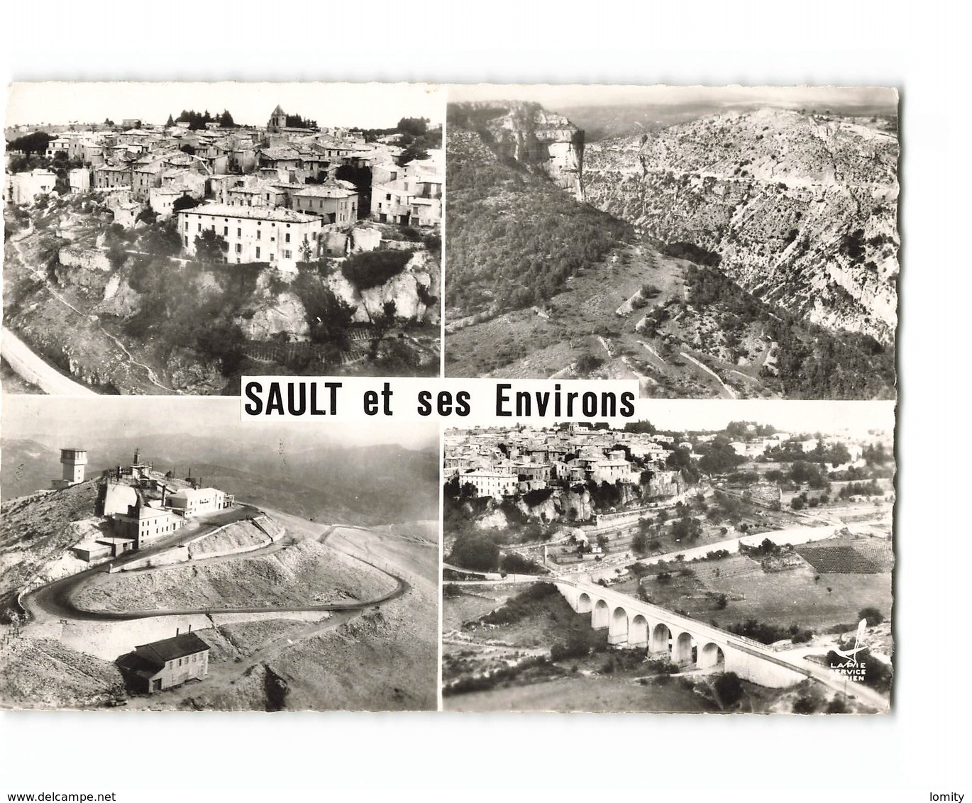 84 Sault Et Ses Environs En Avion Au Dessus De Vue Générale Le Viaduc Carte 4 Vues CPSM GF Cachet Daguin 1959 - Other & Unclassified