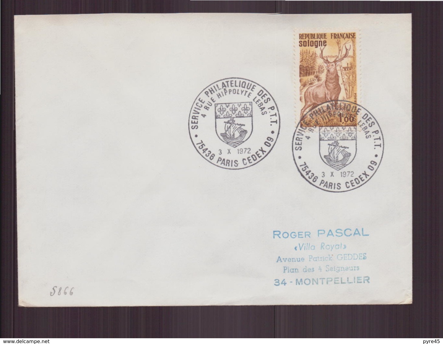 Enveloppe Avec Cachet Commémoratif " Service Philatélique Des P.T?T " Du 3 Octobre 1972 à Paris - Gedenkstempel