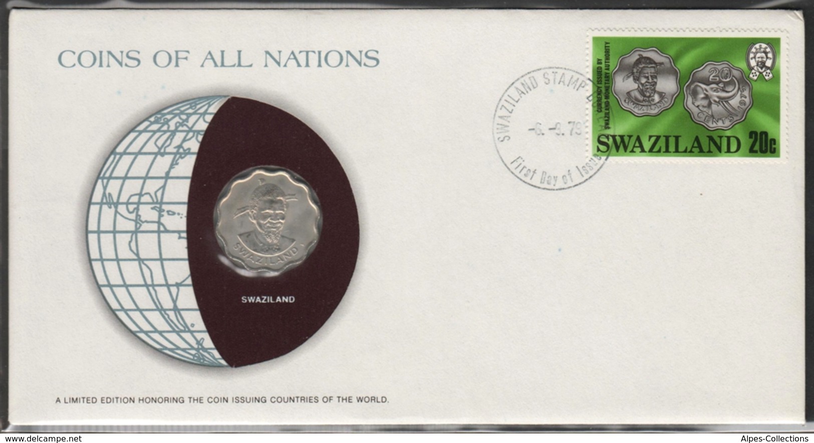 0193 - Numiscover / Enveloppe Numismatique - SWAZILAND - 20 Cents 1975 - Swaziland