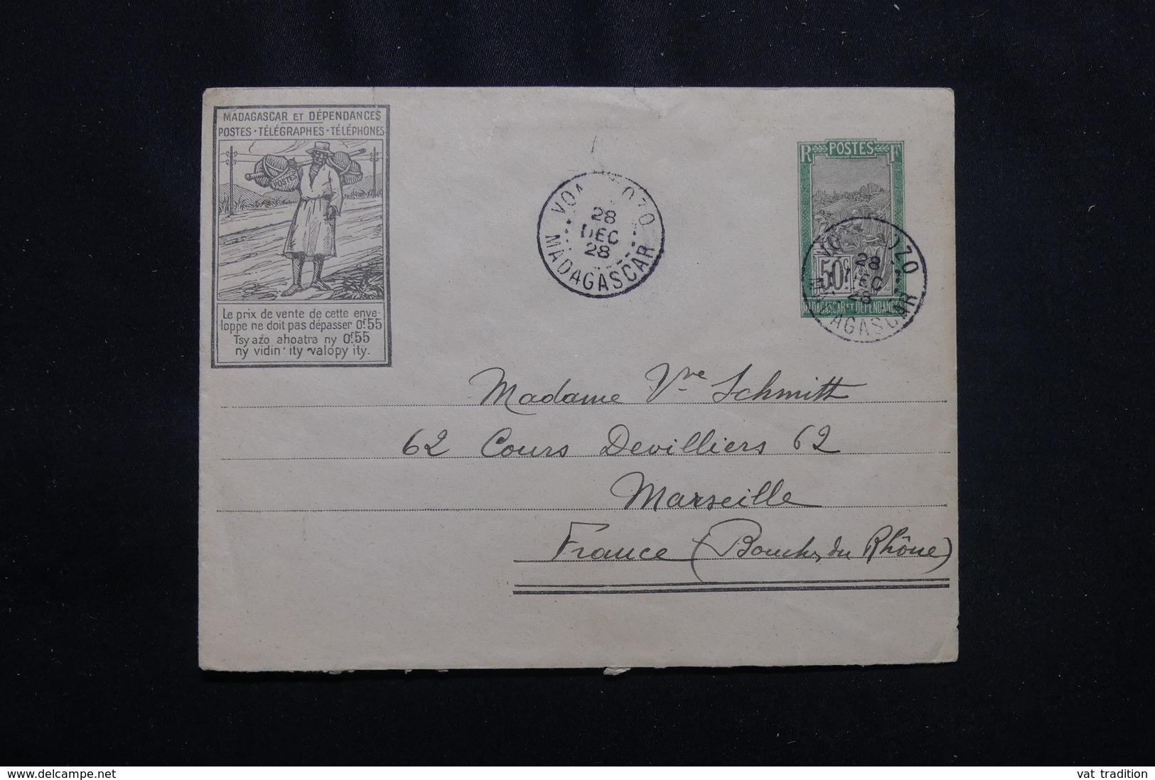 MADAGASCAR - Entier Postal Illustré Pour Marseille En 1928, Voir Cachets De Transit Au Verso - L 54705 - Brieven En Documenten
