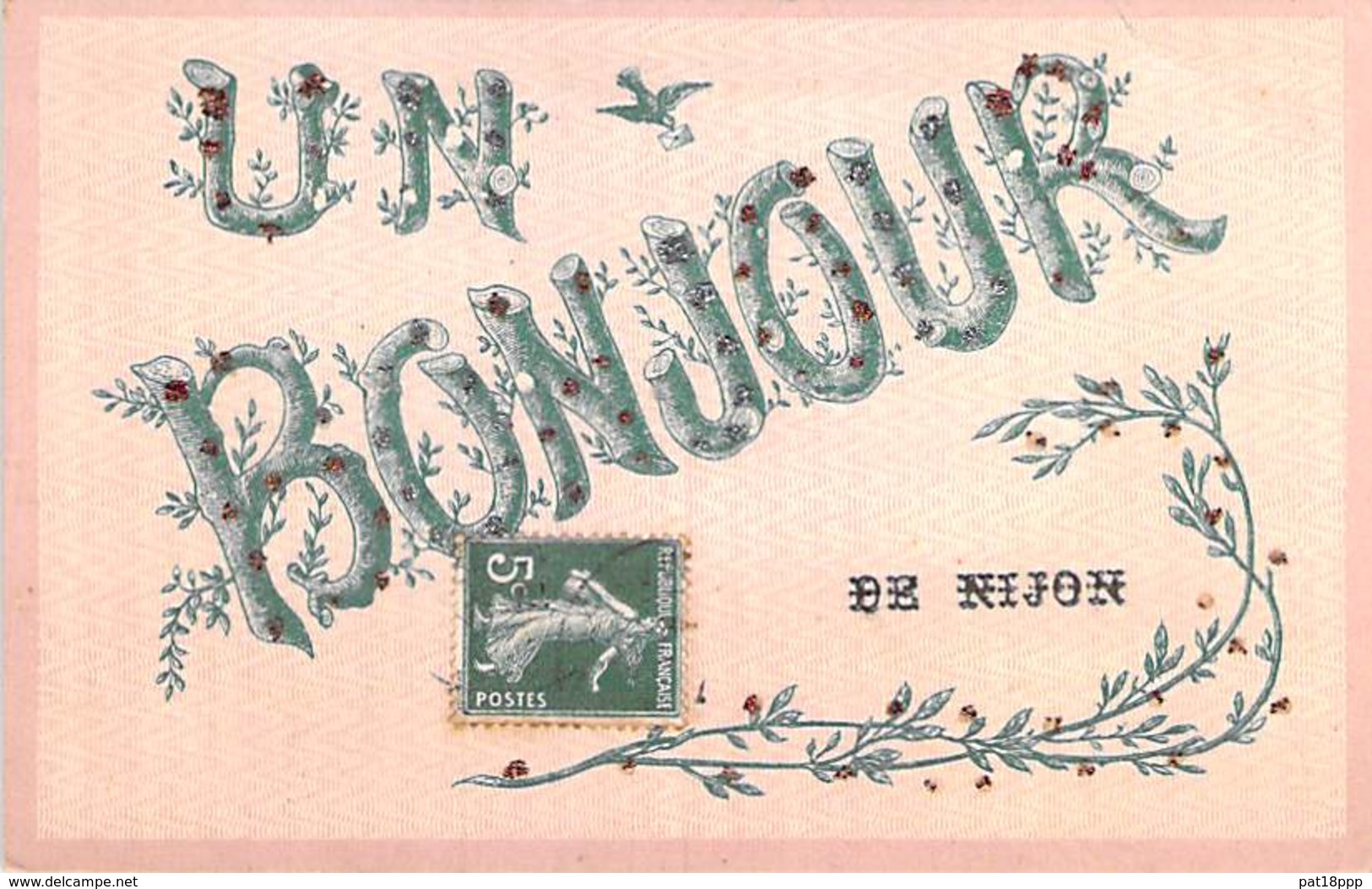 52 - NIJON : Un Bonjour De ... Jolie CPA Fantaisie Avec Paillettes Inscrustées Dans Les Lettres - Haute Marne - Autres & Non Classés