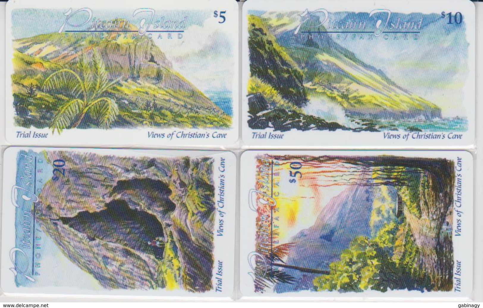 PITCAIRN - SET OF 4 CARDS - VIEW OF CHRISTIAN'S CAVE - Pitcairn Islands