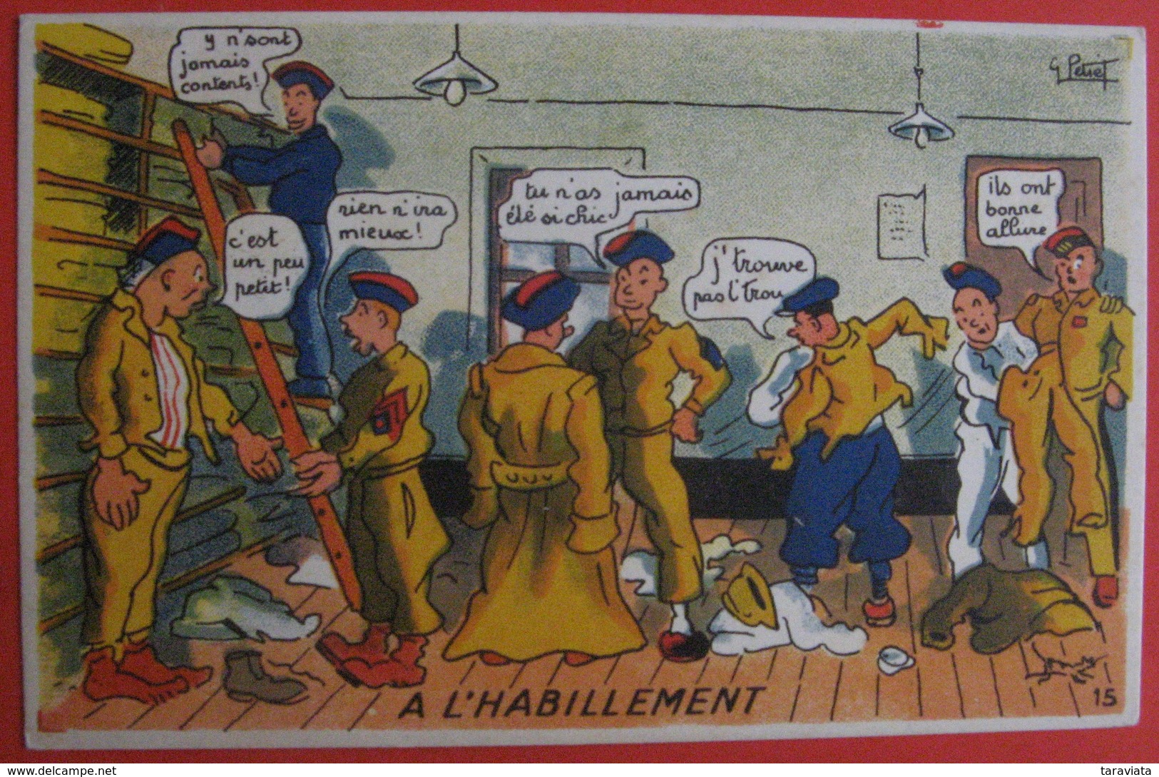 Illustrateur PETIET - Humour Militaria  - A L'HABILLEMENT - Humor