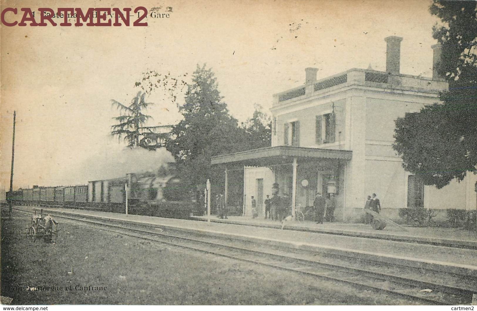 CASTELNAU-RIVIERE-BASSE LA GARE TRAIN LOCOMOTIVE STATION BAHNHOF 65 PYRENEES - Castelnau Riviere Basse