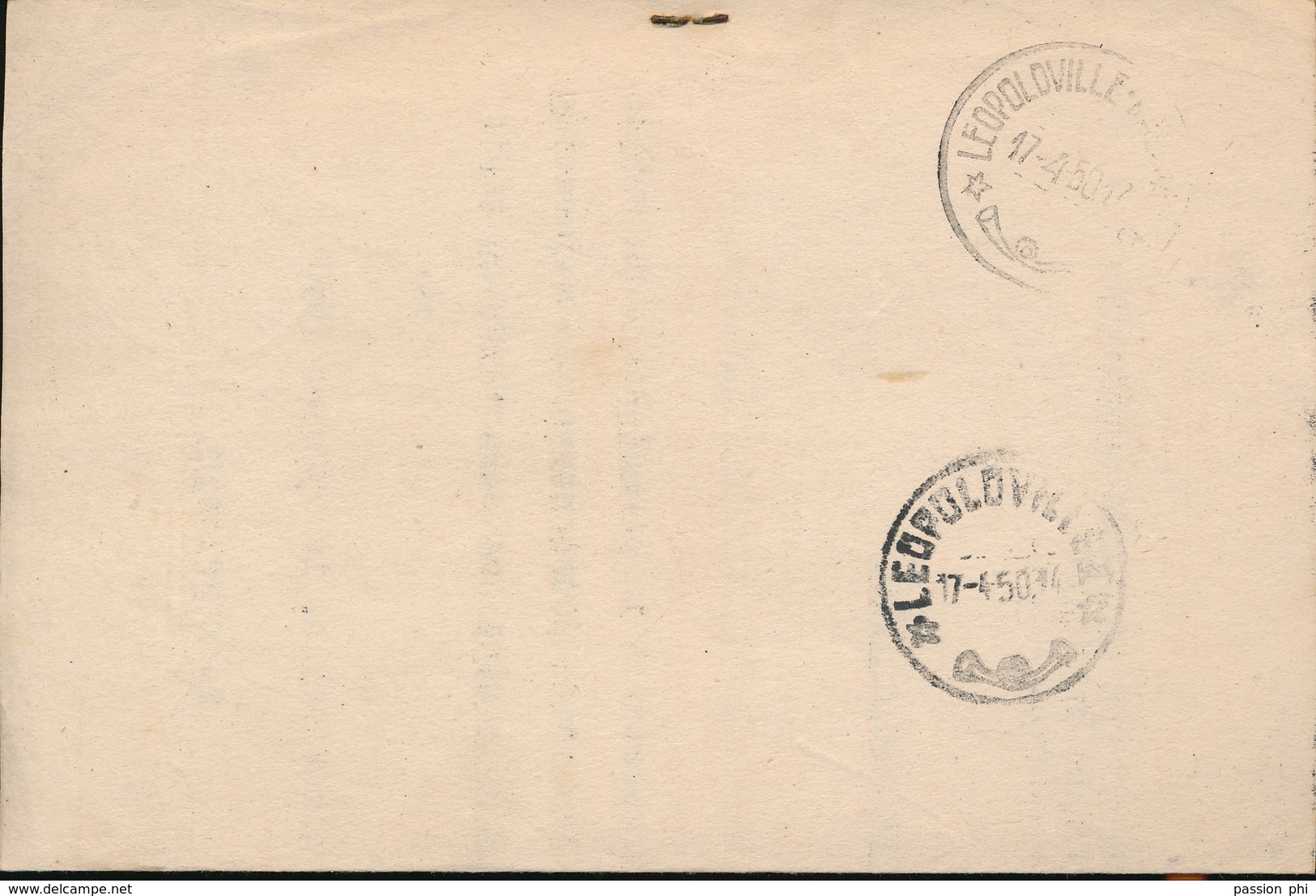 BELGIAN CONGO CFL INLAND COVER FROM ALBERTVILLE 1950 TO LEO. ARCHIVE HOLES - Storia Postale