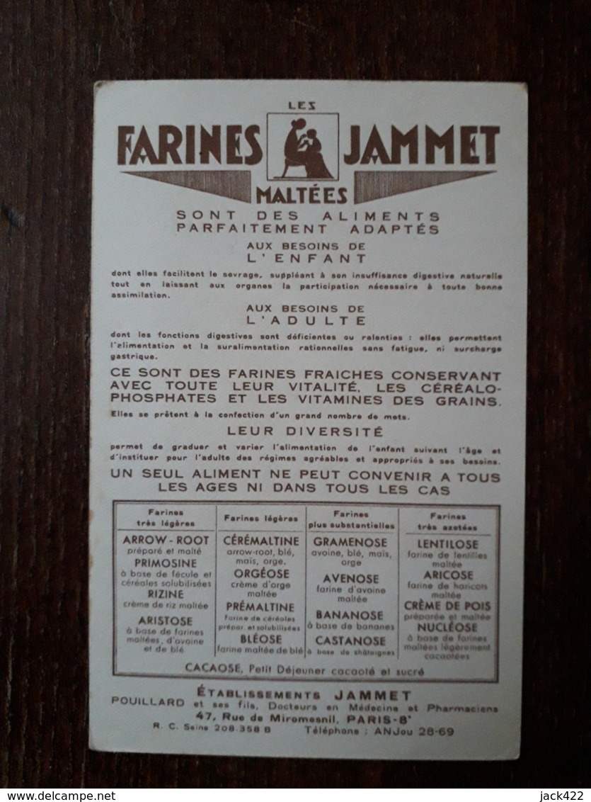 L23/420 Carte Publicitaire FARINES JAMMET - Le Bearn - Dessin Jean Droit - Droit