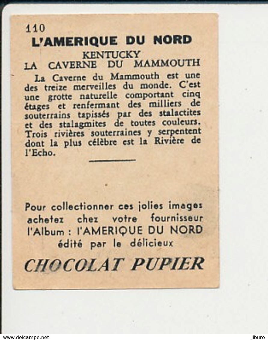 Chromo Chocolat Pupier Amérique Du Nord La Caverne Du Mammouth  230/2 - Autres & Non Classés