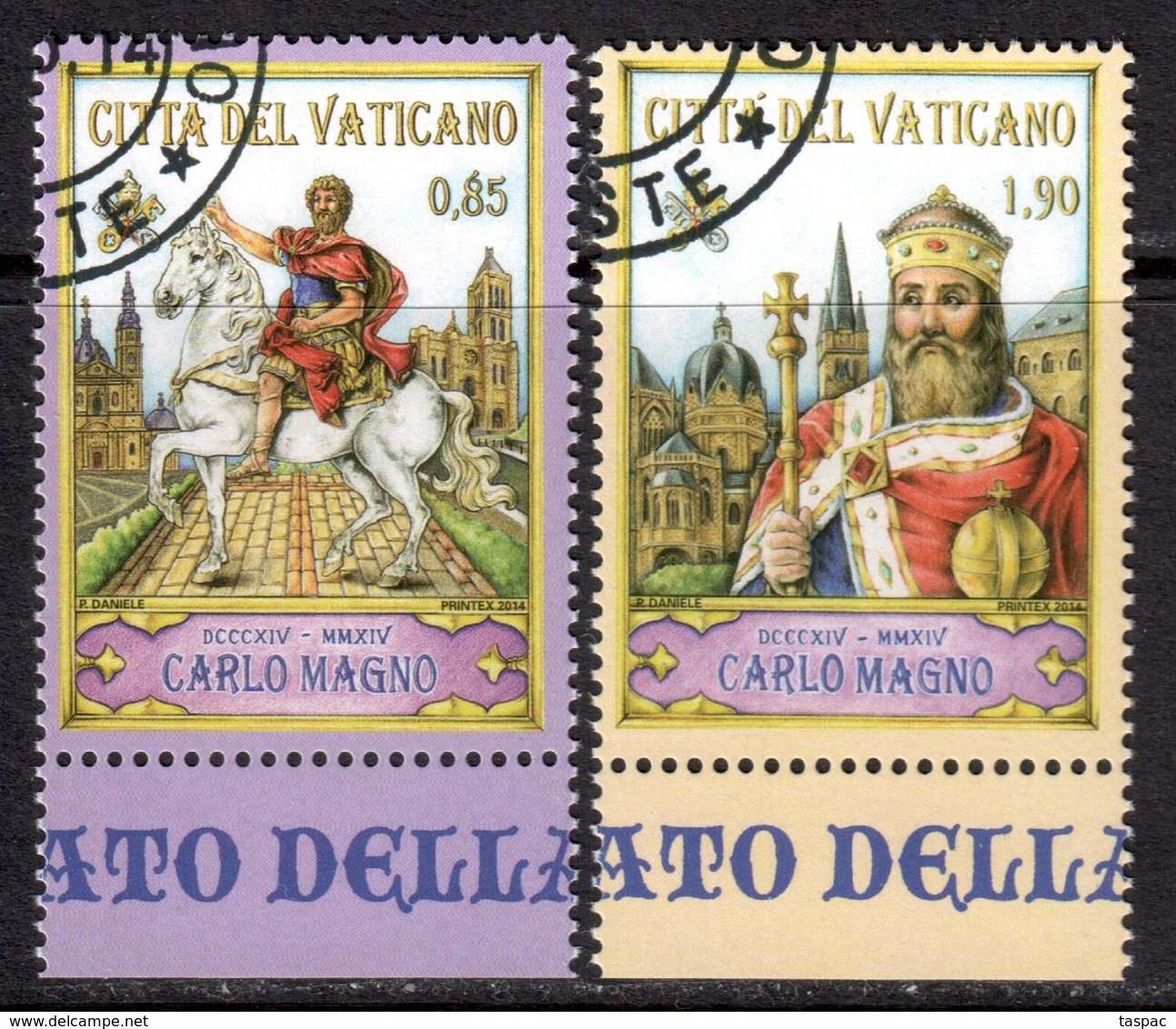 Vatican 2014 Mi# 1807-1808 Used - 1200th Anniv. Of The Death Of Charlemagne - Used Stamps