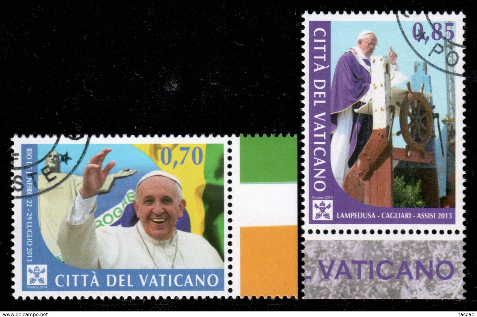 Vatican 2014 Mi# 1821-1822 Used - Pope's Travels 2013 - Usados