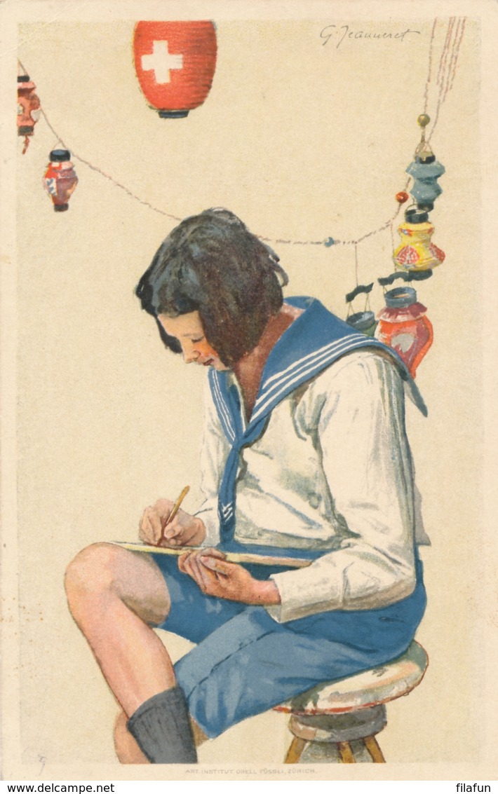 Helvetia / Schweiz - 1925 - 10 (+20) Cts Bundesfeier Postkarte - Boy - From Samaden To Poutresina - Ganzsachen