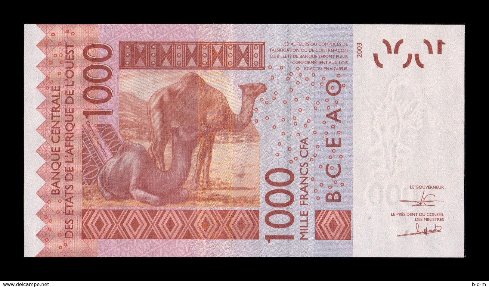 West African St. Togo 1000 Francs CFA 2018 Pick 815Tr SC UNC - Togo