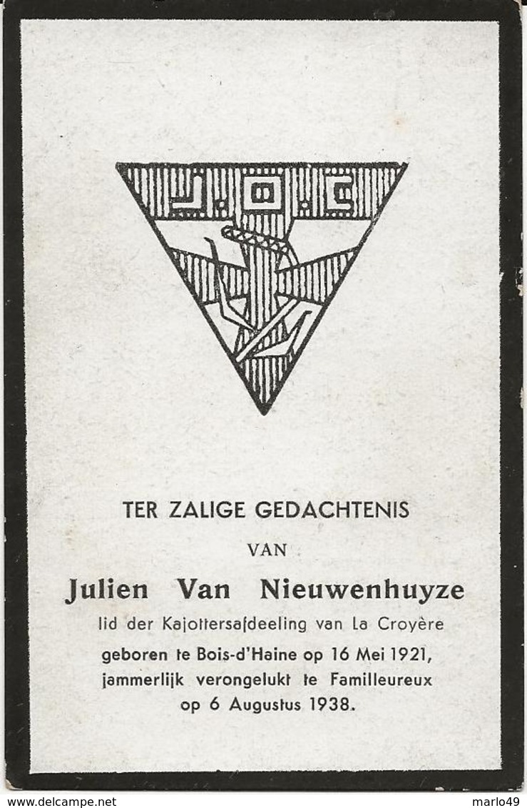 DP. JULIEN VAN NIEUWENHUYZE ° BOIS-D'HAINE 1921 - + FAMILLEUREUX 1938 - LID KAJOTTERSAFDELING LA CROYERE - Religion &  Esoterik