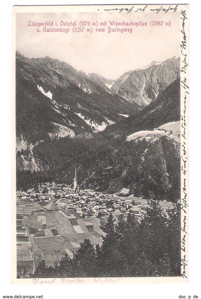 Österreich - Längenfeld Im Ötztal In Tirol Mit Winnebachspitze U. Gaislenkogl Vom Duringweg - Alte Karte 1926 - Längenfeld