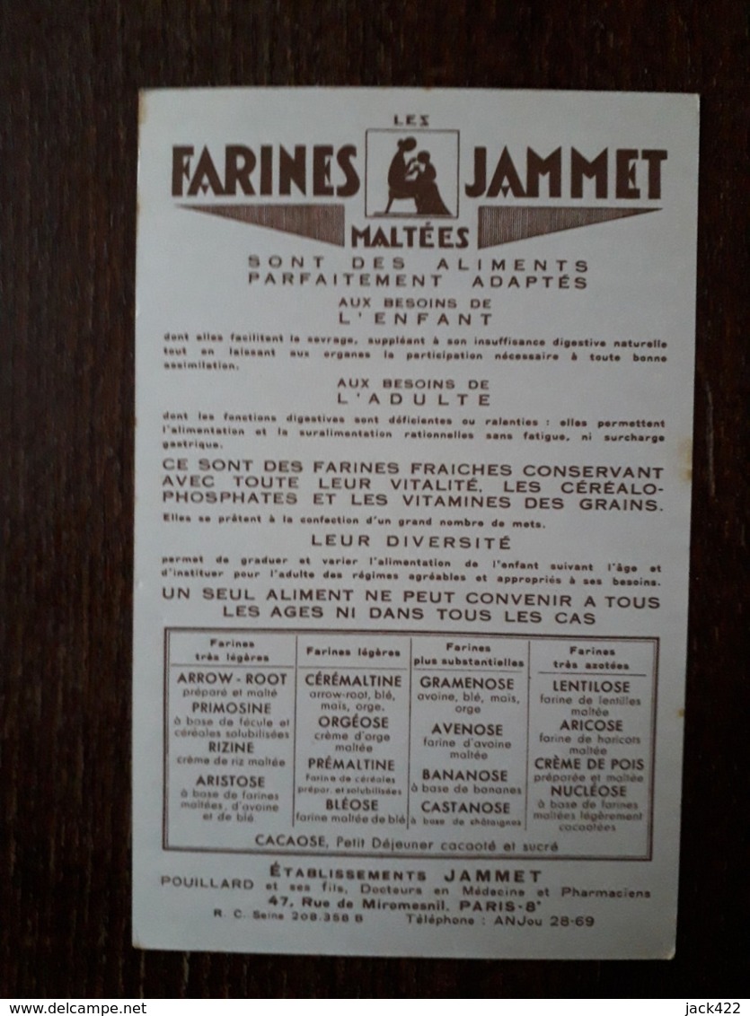 L23/422 Carte Publicitaire FARINES JAMMET - Le Bourbonnais - Dessin Jean Droit - Droit