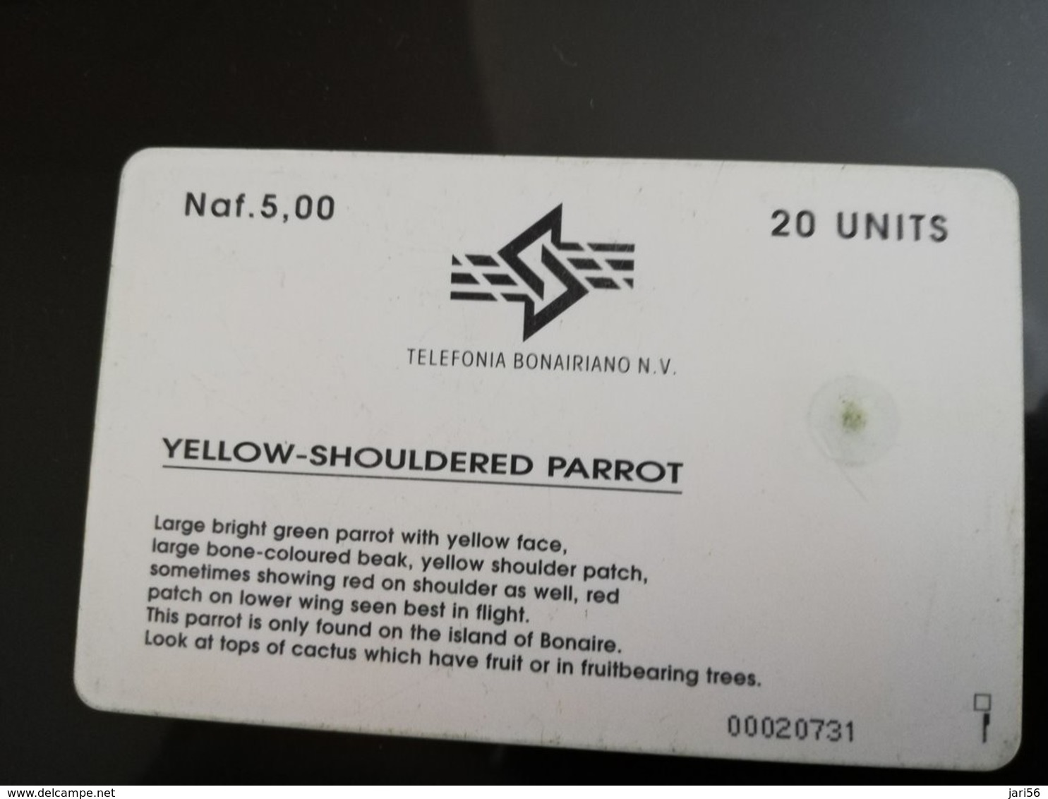 BONAIRE Naf 5,00 20 Units PARROT  **085 ** - Antilles (Netherlands)