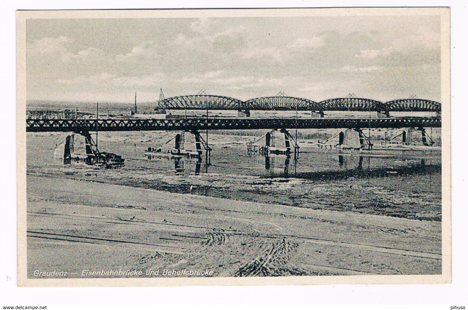 D-10785  GRAUDENZ : Eisenbahnbrücke Und Behelfsbrücke - Pommern