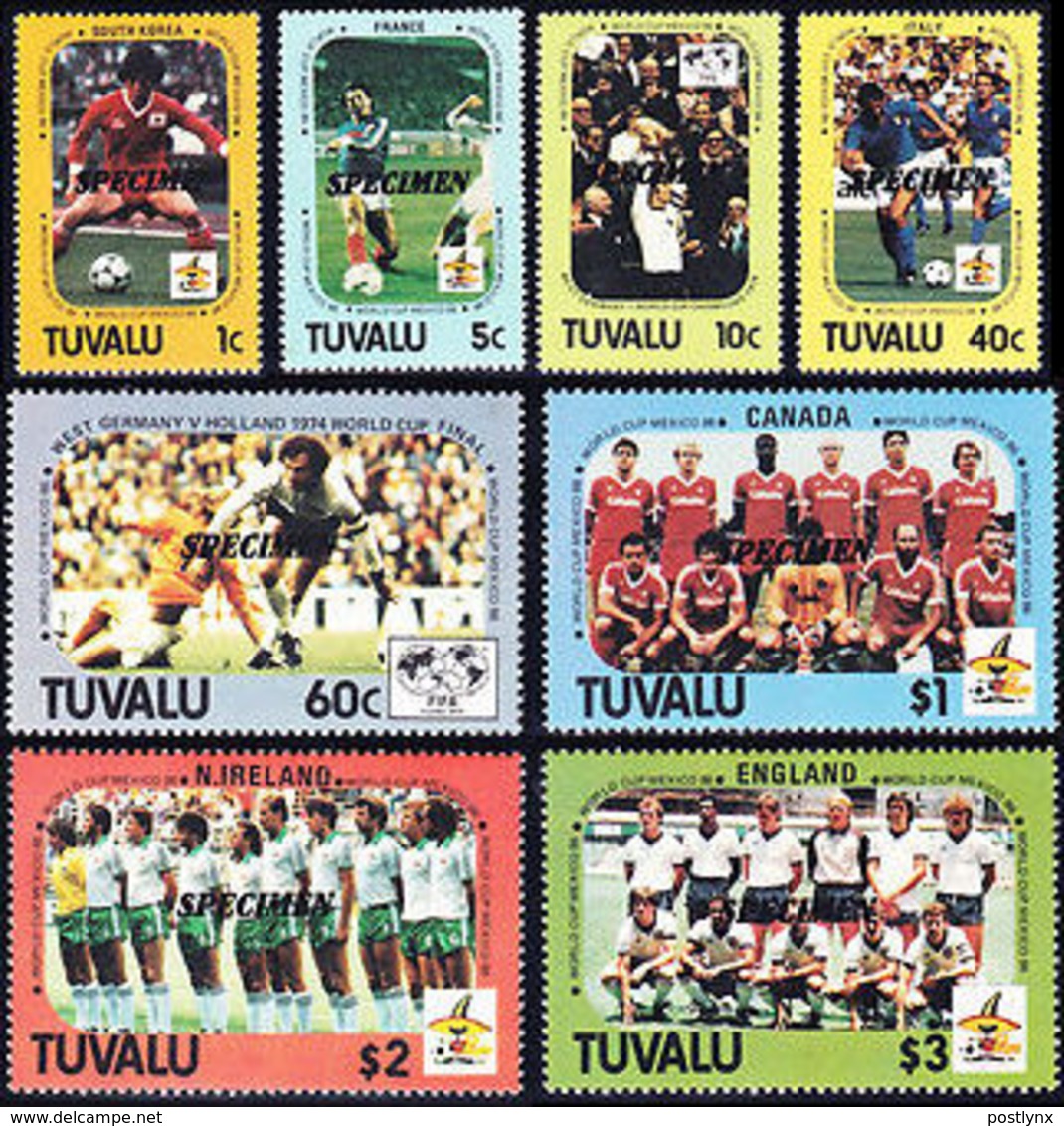 TUVALU 1986 World Cup Soccer Football SPECIMEN SET:8 - 1986 – Mexico
