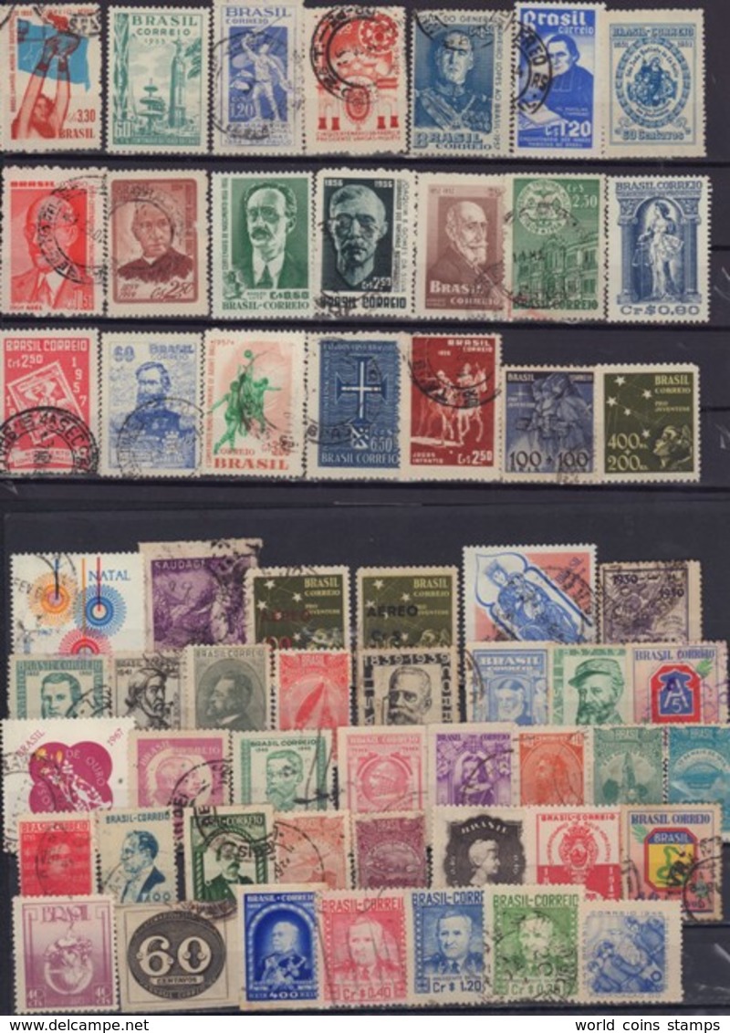 Brazil 500 used Different Stamps + souvenir sheet