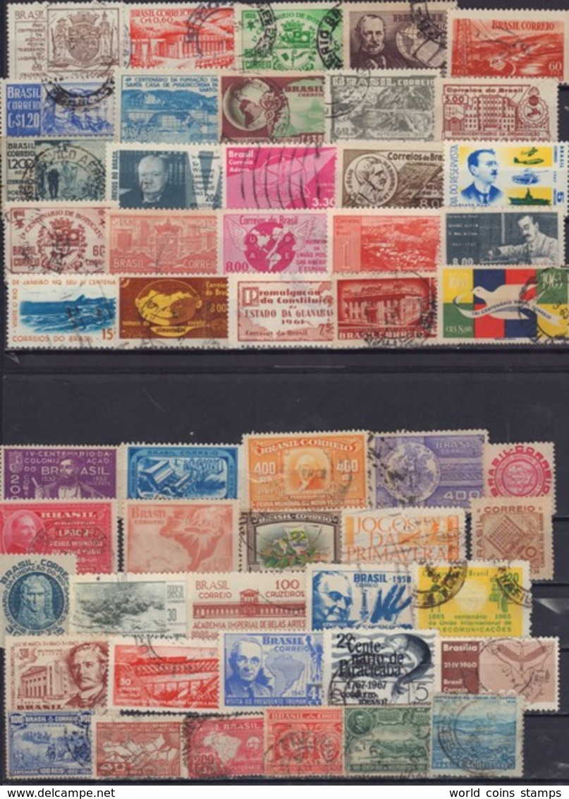 Brazil 500 used Different Stamps + souvenir sheet